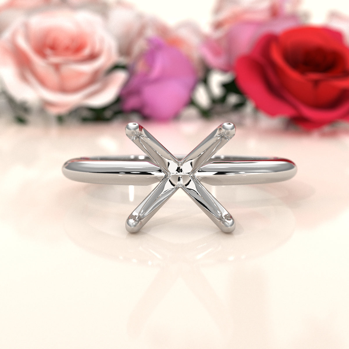 3g Claw Prong Set Solitaire Semi Mount Engagement Ring 2.2mm